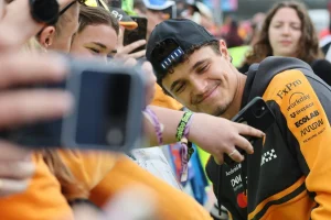 Norris greets the Silverstone fans
