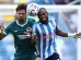 Brighton's Greek striker #19 Charalampos Kostoulas (L) and Coventry City's Nigerian midfielder #16 Frank Onyeka (R) jump up to head the ball during the English Premier League football match between Coventry City and Brighton and Hove Albion at the Coventry Building Society Arena in Coventry, central England on Sept 13