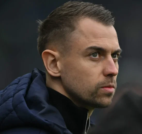 Southampton's German head coach Tonda Eckert looks up before the start of the English FA Cup fifth round football match between Fulham and Southampton at Craven Cottage in London on March 8, 2026